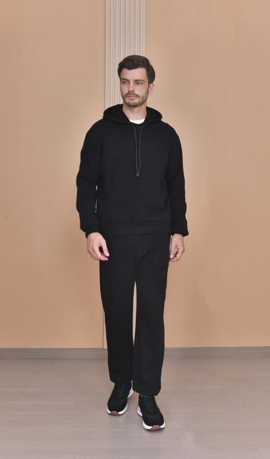 Loro Piana Men's Autumn And Winter Solid Color Hooded Long Sleeve Sweatshirt Casual Lace-Up Pants Set Ngvp #9216