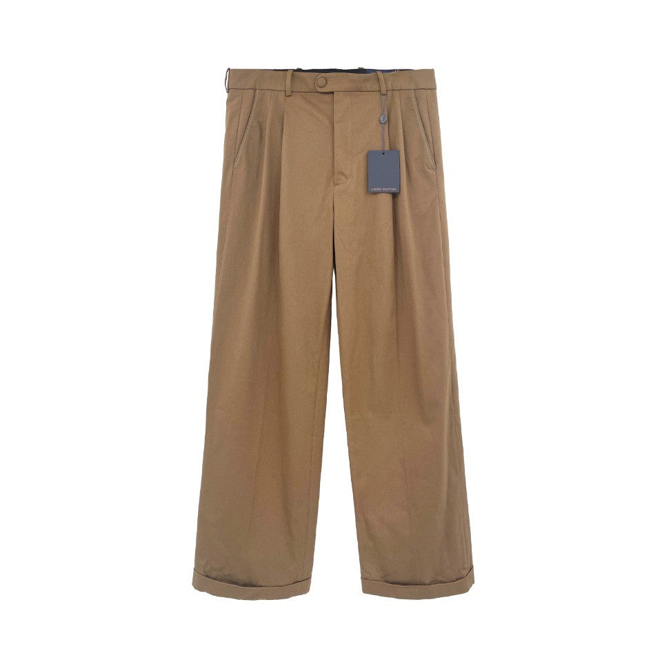 Louis Vuitton Men's Spring & Autumn Solid Color Button Mid Waist Straight Leg Casual Pants #75527