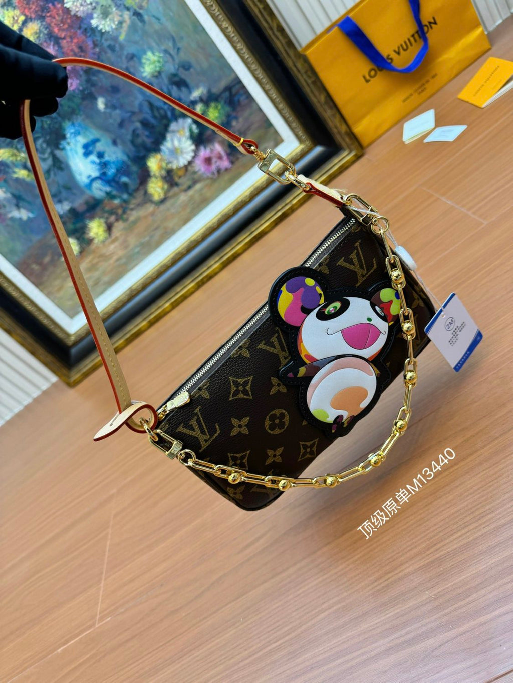 Louis Vuitton Women's Pochette Accessoires Handbag Logo Full Printed Solid Color Cowhide Casual Shoulder Bag Bags #75414