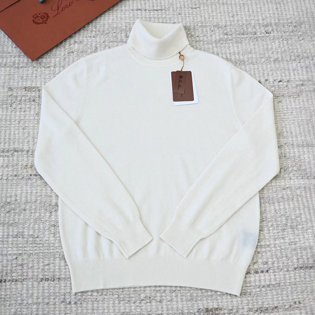 Loro Piana Men's Dolcevita Classic High-Neck Sweater Spring/Fall/Winter Solid-Color Long-Sleeve Cashmere Knit Ngvp #2721