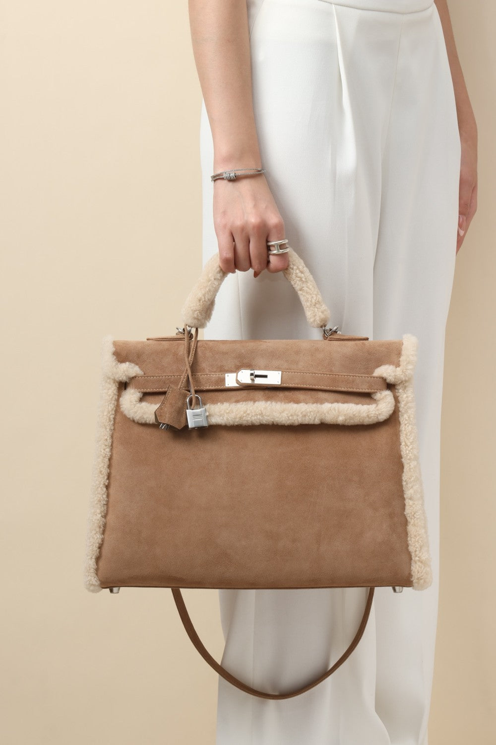Hermes Kelly Gold Buckle Cowhide KT35 Brown Suede Lamb's Wool Ck37 Golden Brown/3g Chestnut Handbag Crossbody Backpack Bag Bags #81614