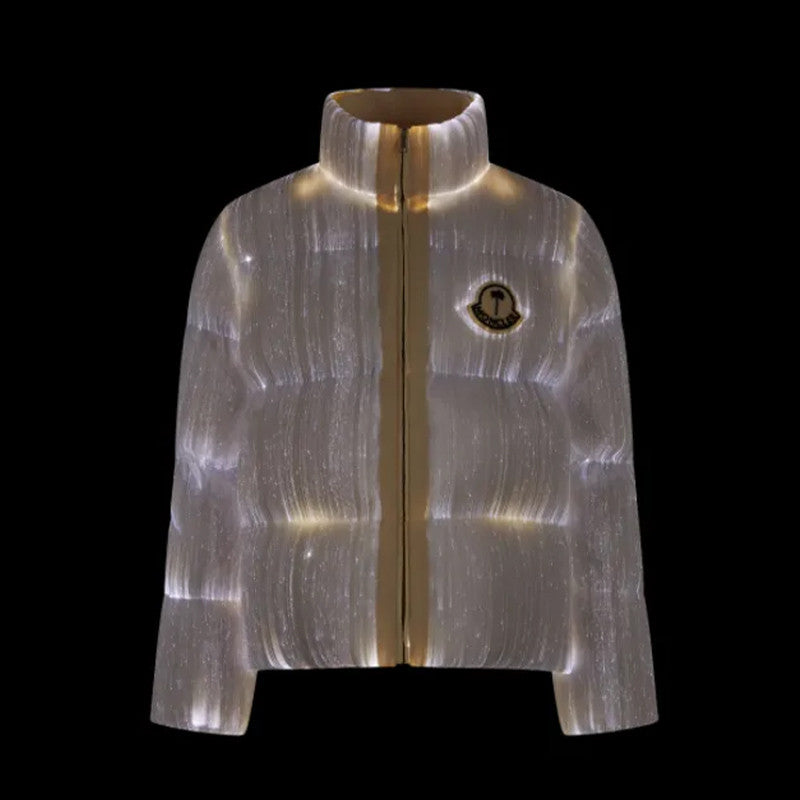 Moncler Men's Women's Solid Color Stand Up Collar Illuminated With Lights Long Sleeve Short Fit Pufferfish Down Jacket #71543