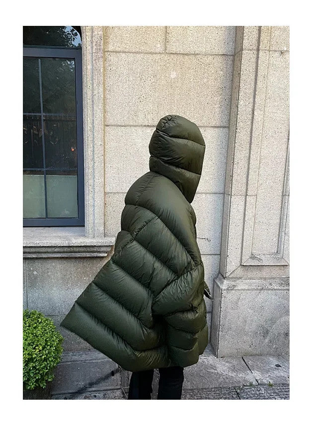 Rick Owens Women's Men's Fall And Winter Green Oversized Down Jacket Luxury Temperament Simple Trend Warm Down Jacket Ngvp #2498