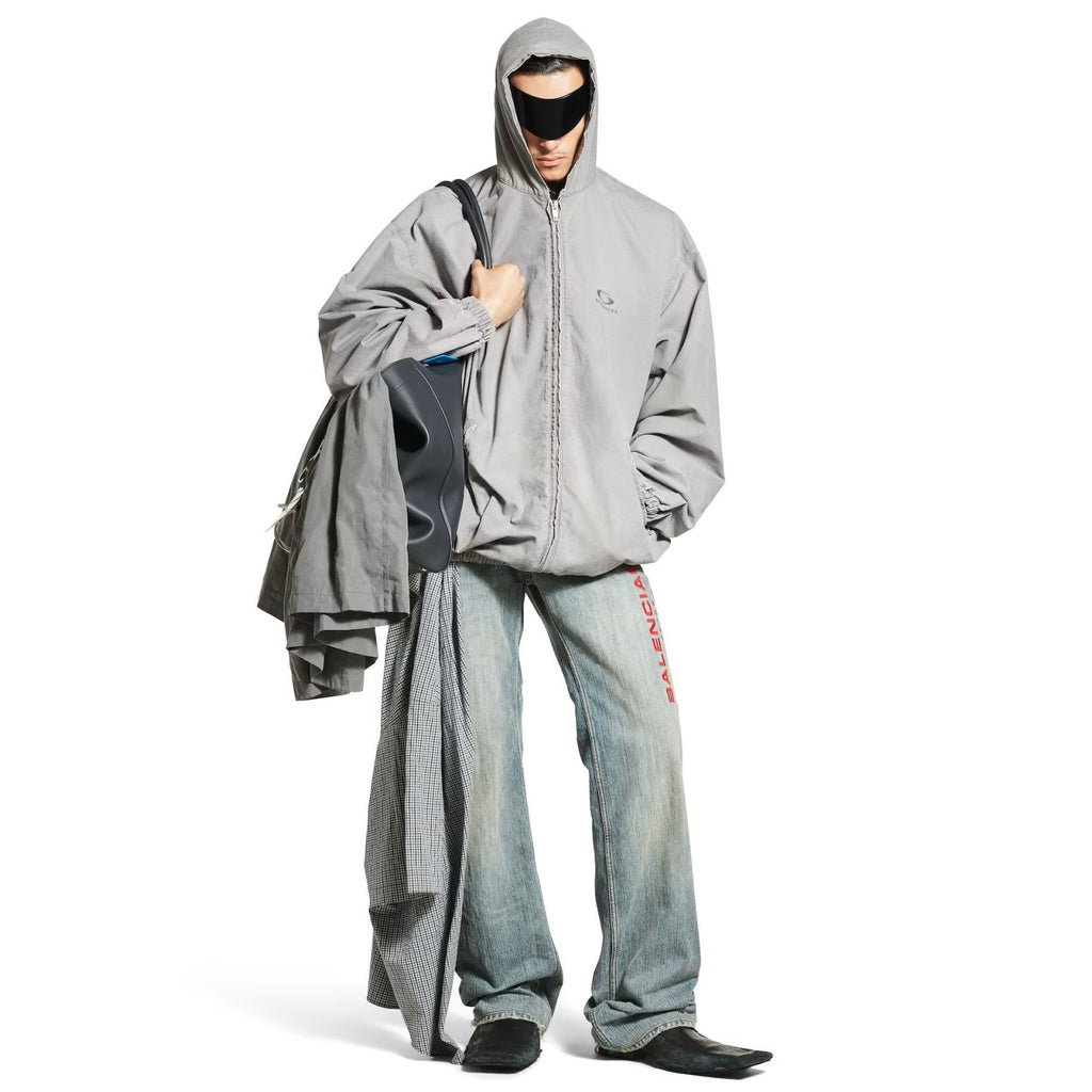 Balenciaga Solid Color Cotton Ripstop Zippered Hooded Long Sleeved Jacket Loose Fit #333080