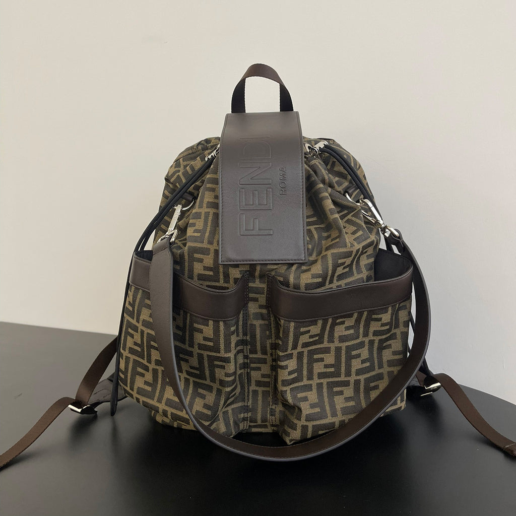Fendi Unisex Fashion Classic Small Letter Pattern Multi-Function Drawstring Backpack Tote Bag Bags #78817