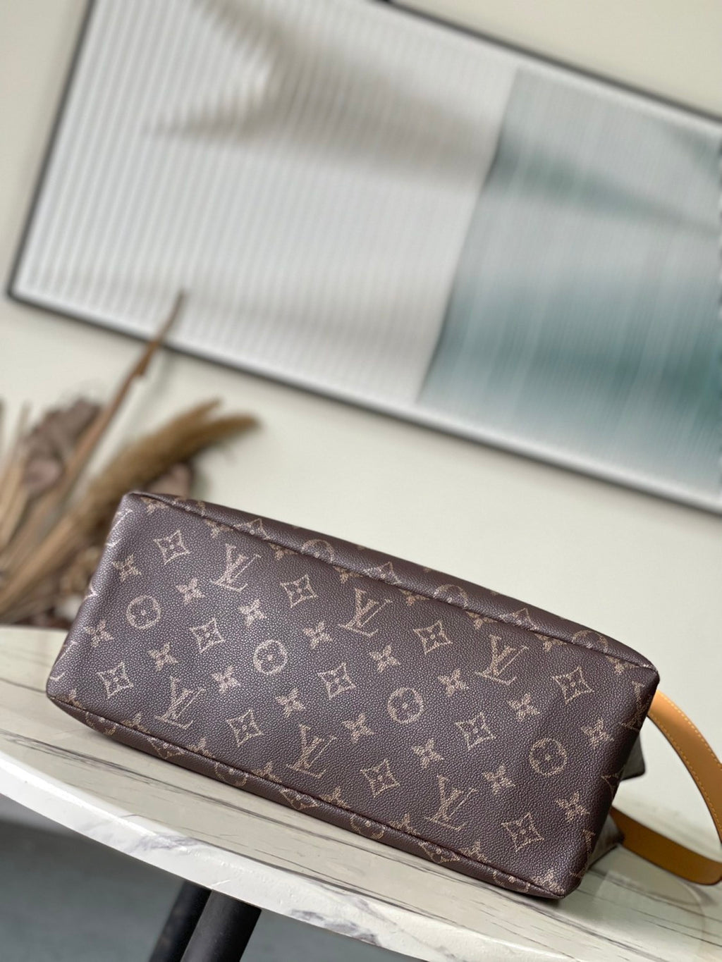 Louis Vuitton Men's Brown Classic Vintage Adjustable Shoulder Strap Embroidered Letter Print Tote Bag - Premium Coated Canvas Leather Bag #75711
