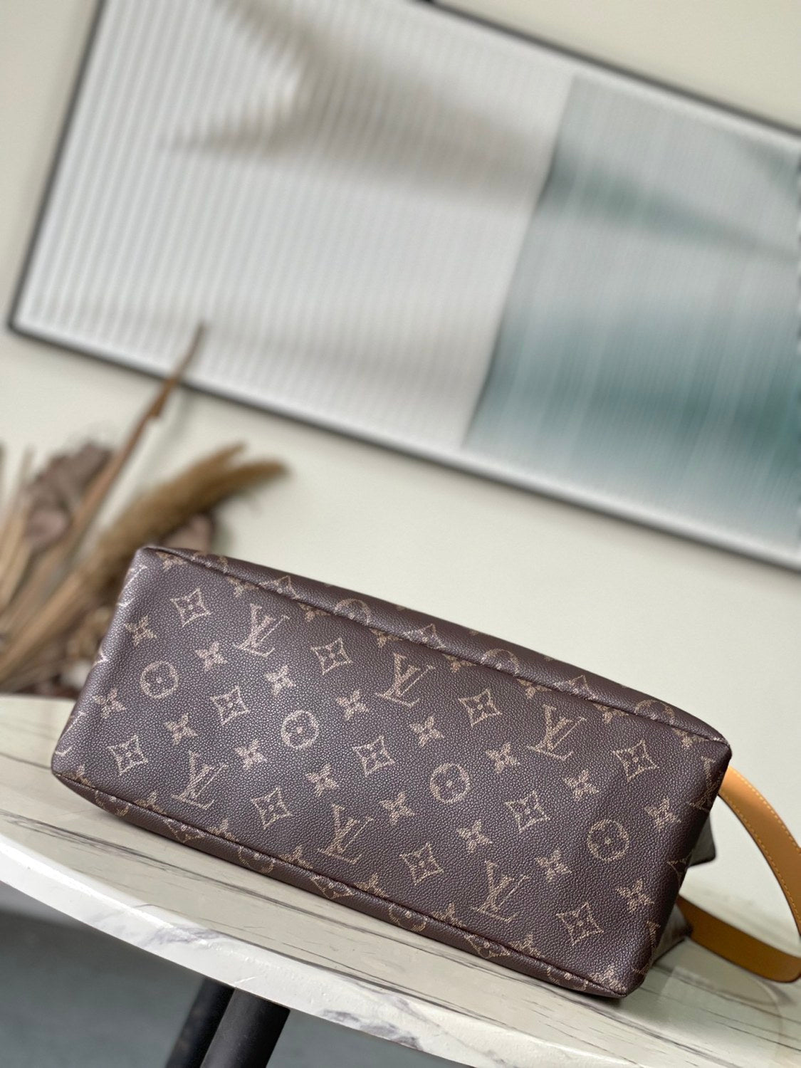 Louis Vuitton Men's Brown Classic Vintage Adjustable Shoulder Strap Embroidered Letter Print Tote Bag - Premium Coated Canvas Leather Bag #75711