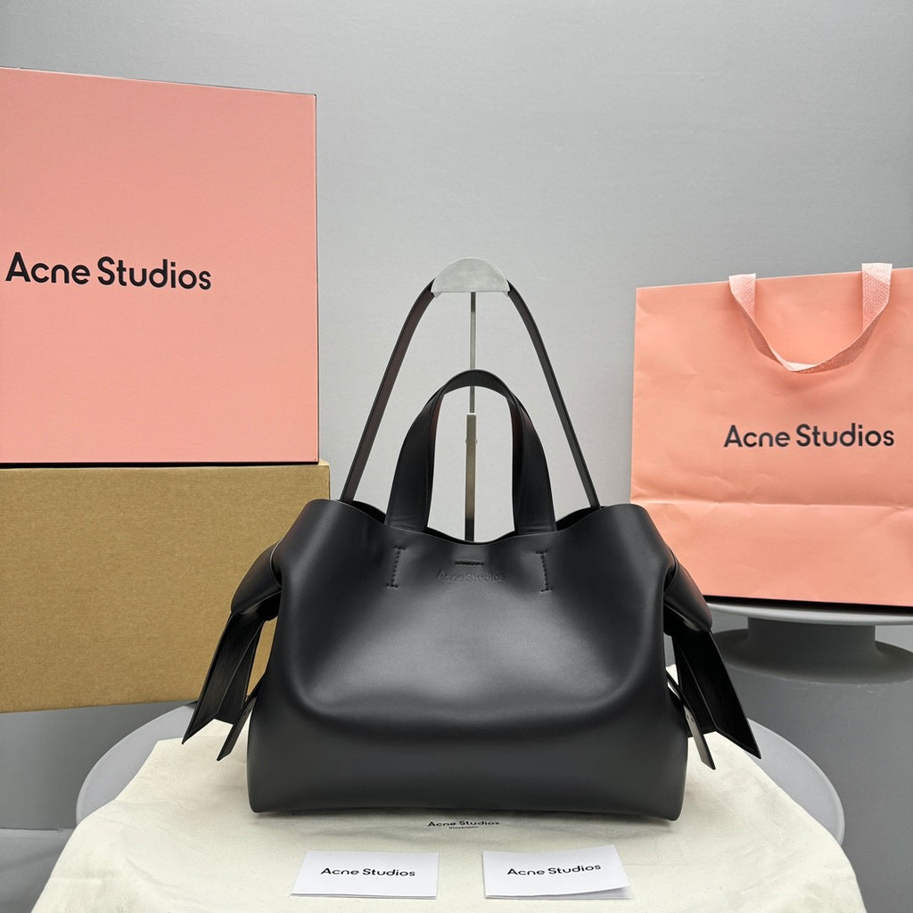 Acne Studios Tote Twisted Knot Decoration Engraved Logo Magnetic Closure Crossbody Bag #332333