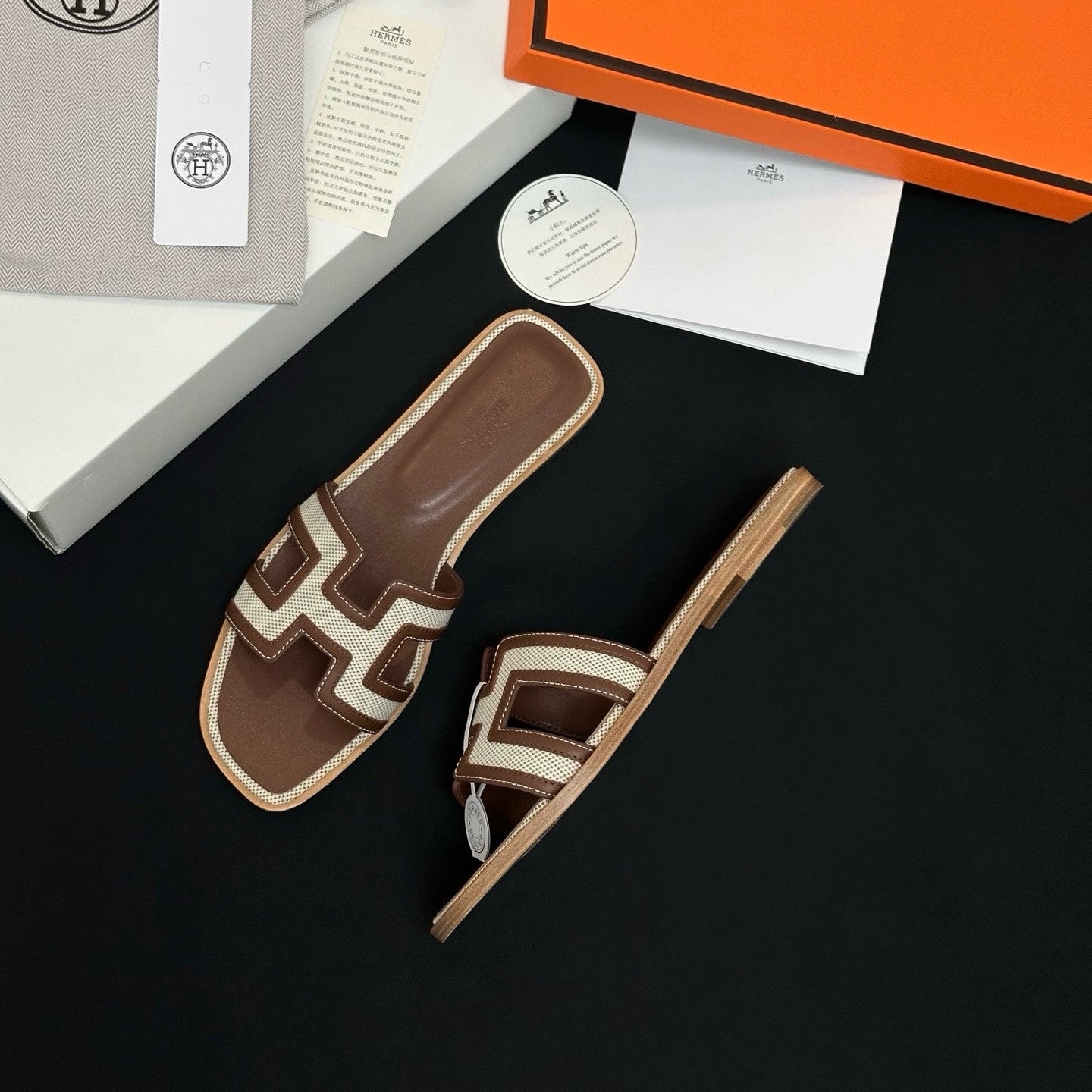 Hermès Denim Patchwork Slippers #385097