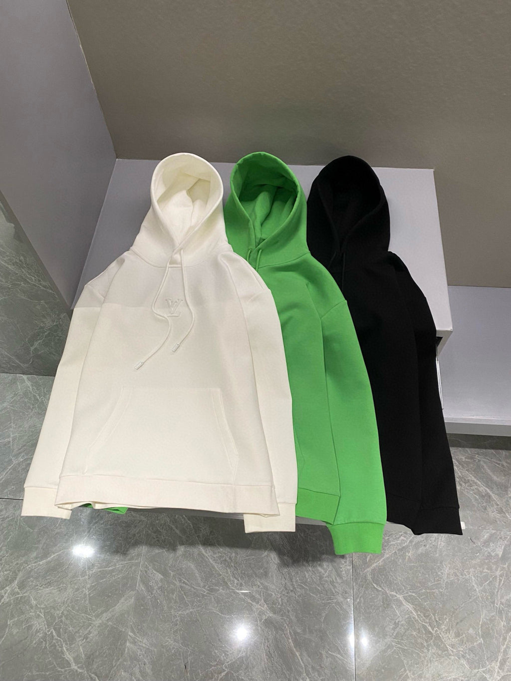 Louis Vuitton Men's Embossed Logo Sport Casual Plain Knit Cotton Hooded Sweatshirt Pullover #97947
