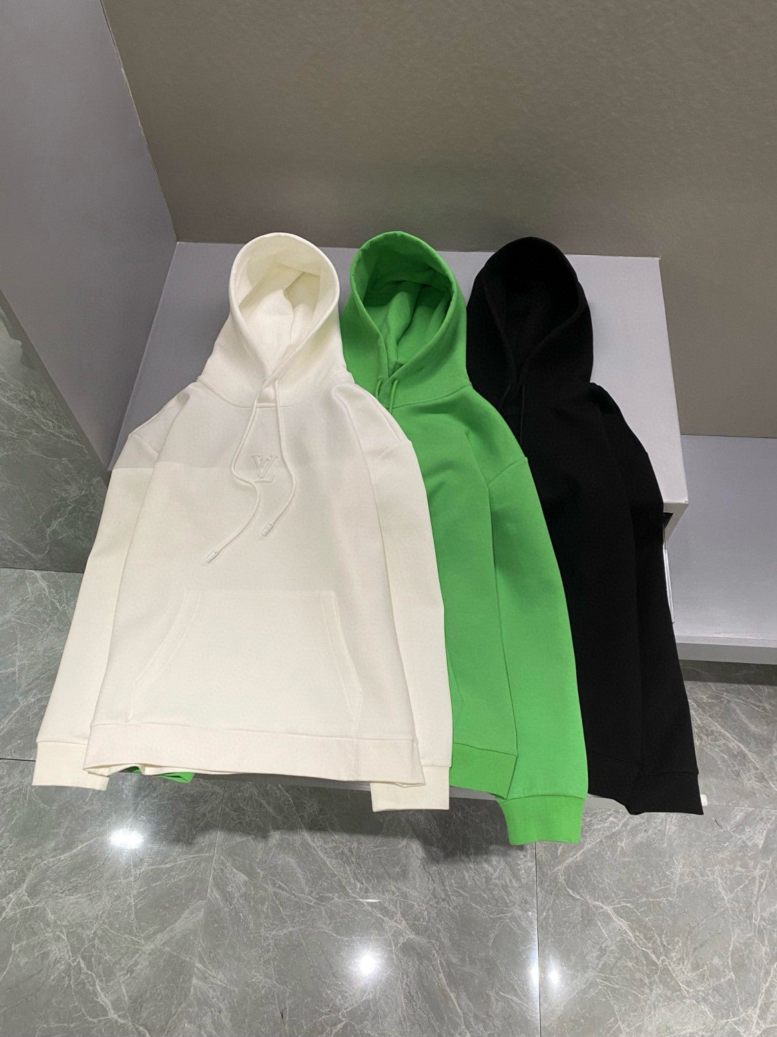 Louis Vuitton Men's Embossed Logo Sport Casual Plain Knit Cotton Hooded Sweatshirt Pullover #97947