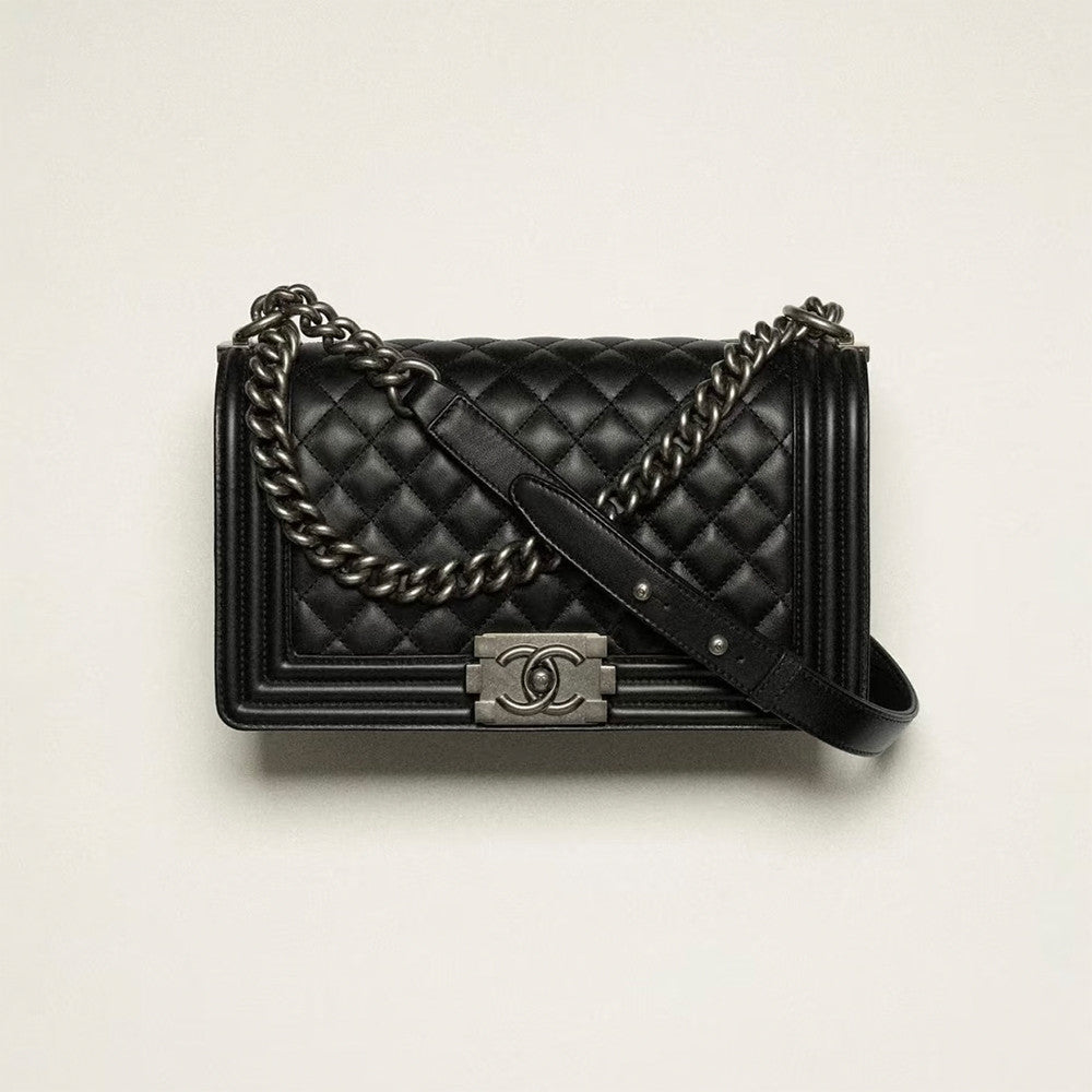 Chanel LeBoy Chanel Bag Calfskin Ruthenium Plated Metal #333120