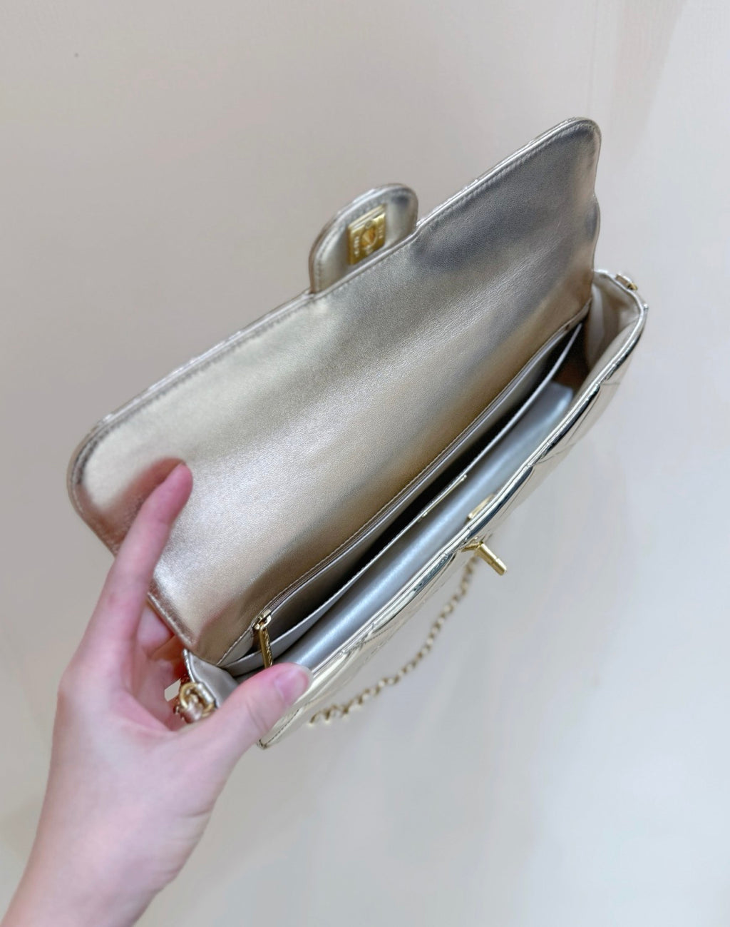 Chanel Large Flap Bag With Top Handle Metallic Mirror Calfskin #375534