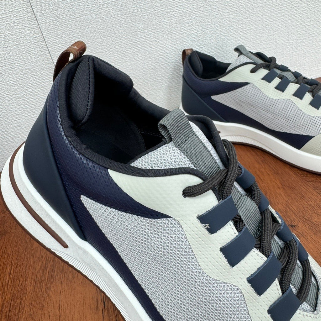 Loro Piana Week End Walk Men's Spring Summer Colour Block Mesh Patchwork Cowhide Low Top Lace Up Casual Shoes #76892