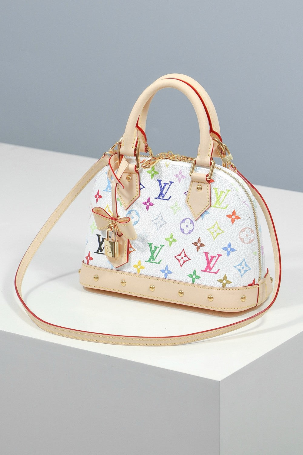 Louis Vuitton LV x TM ALMA BB Women's Letter Printed Zipper Closure Removable Shoulder Strap Calfskin Shoulder Crossbody Handbag Bag Bags #76676