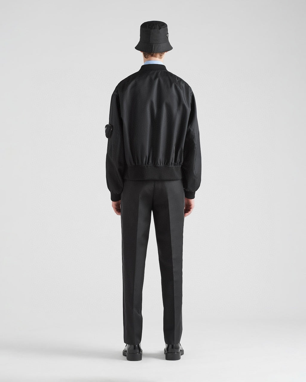 Prada Men's Spring And Fall Black Nylon Zipper Baseball Collar Aviator Jacket #72583
