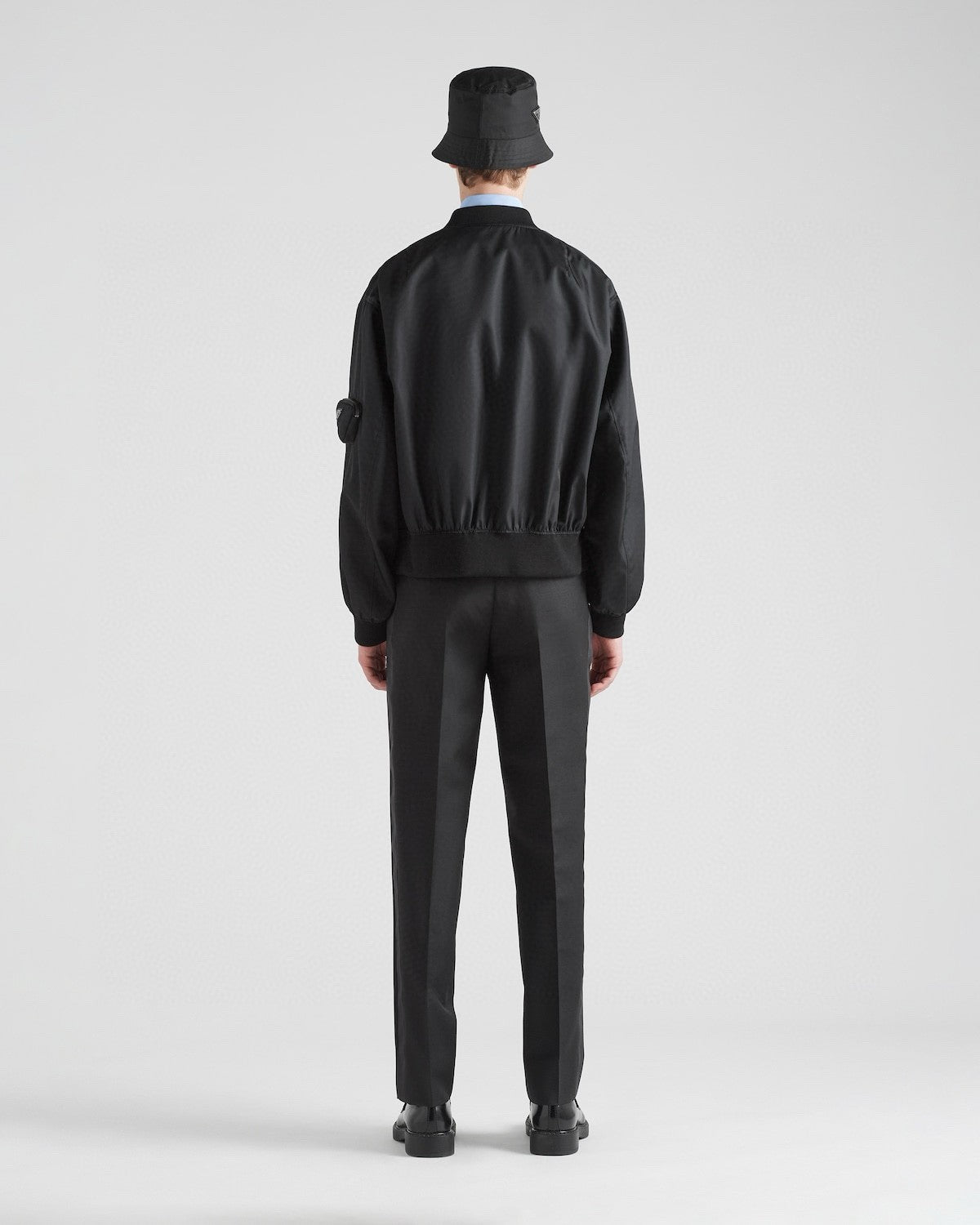 Prada Men's Spring And Fall Black Nylon Zipper Baseball Collar Aviator Jacket #72583