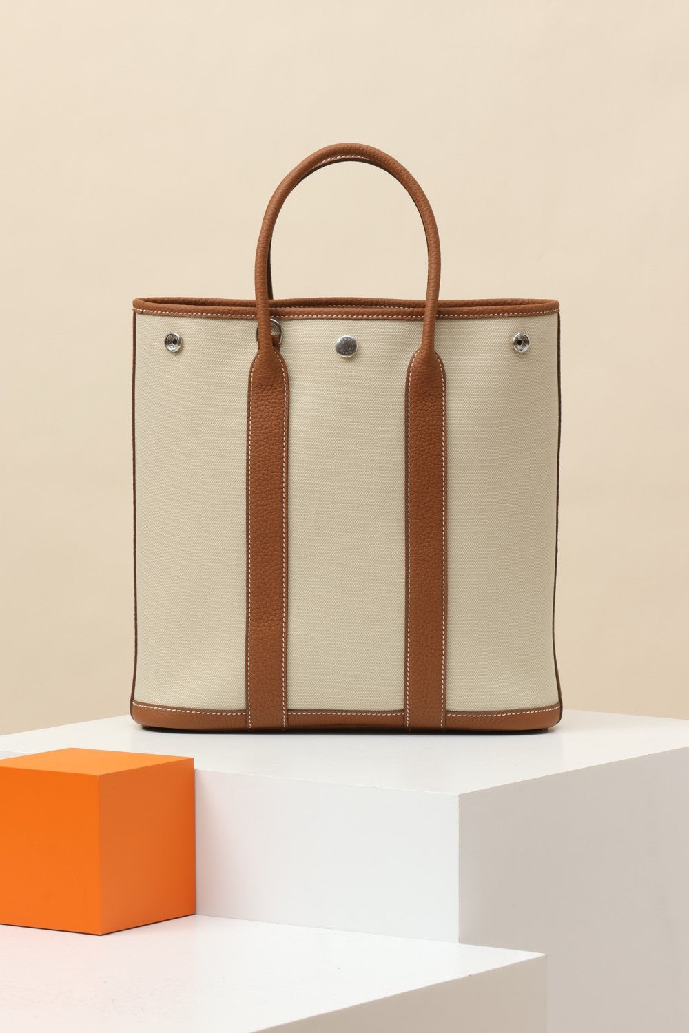 Hermes Men's And Women's Fashion Classic Color Blocked Silver Buckle Canvas Tote Bag Shoulder Bag Crossbody Bags H080141CKAA #78948