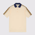 Gucci Men's Summer Double G Logo Striped Polo Shirt Color Block Button Cotton Casual Fit T-shirt #71282
