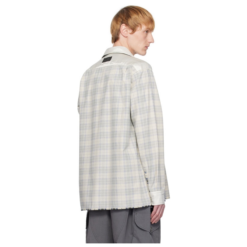 Maison Margiela Men's Spring/Fall Color-Block Checkered Collared Single-Breasted Long-Sleeve Twill Cotton Loose-Fit Shirt Ngvp #2315