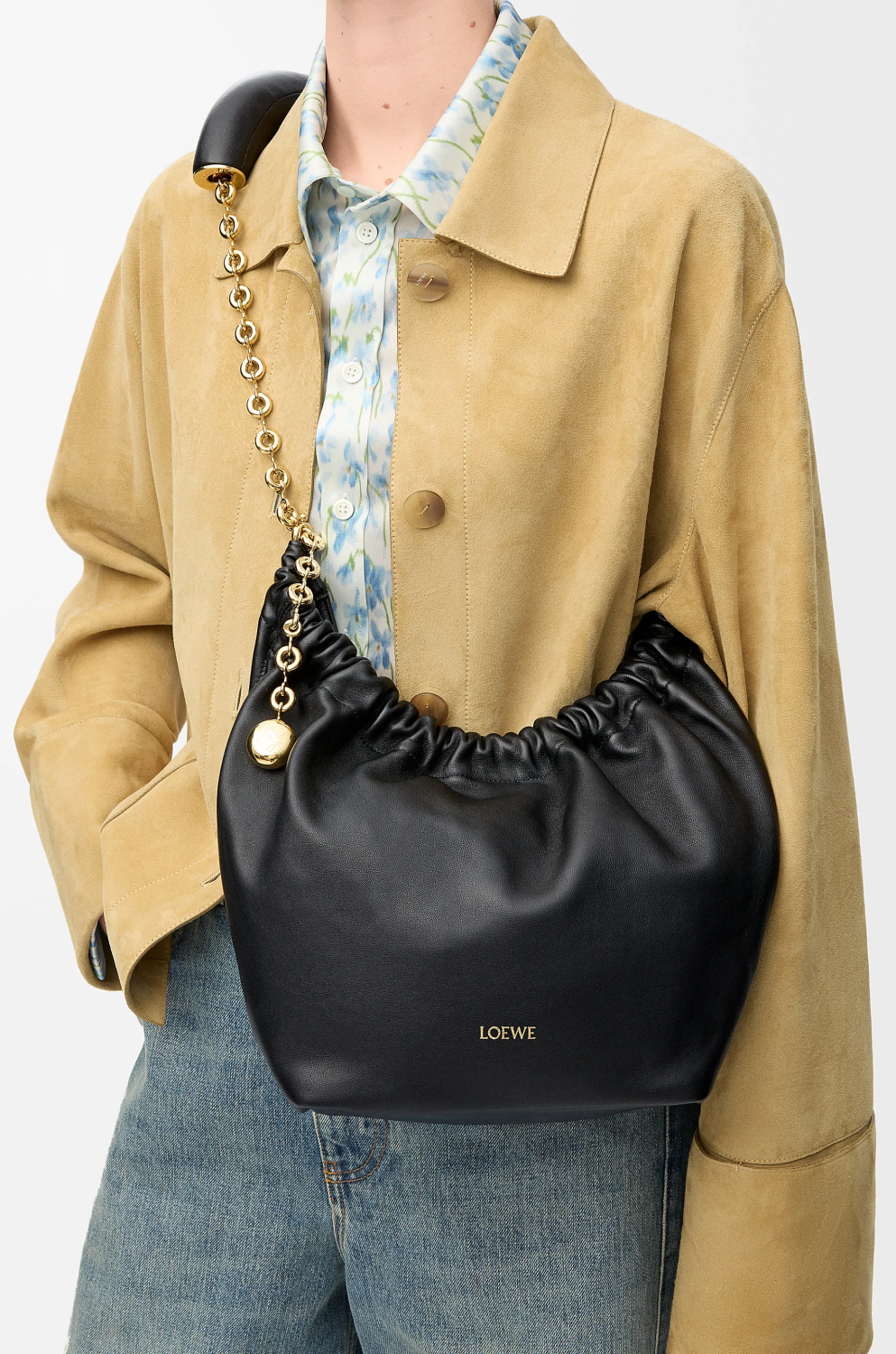 Loewe Women's Small Soft Napa Lambskin Squeeze Handbag Logo Solid Color Adjustable Shoulder Strap Crossbody Tote Bag Bags 0010948040 #81756
