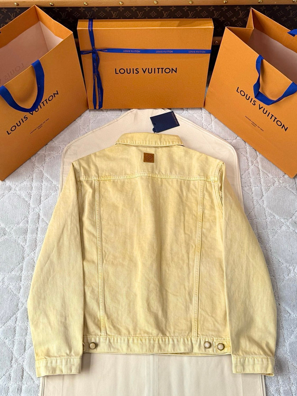 Louis Vuitton TYPE II Men's Spring/Autumn Solid Colour Embroidered Letter Print Pocket Single-Breasted Long-Sleeved Denim Jacket and Casual Denim Trousers Pants Set Suit #77715