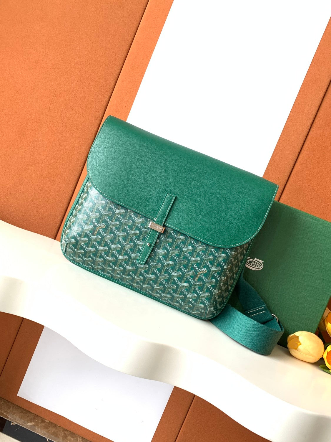GOYARD Coursier Men's and Women's Solid Color Adjustable Shoulder Strap Canvas Spell Calfskin Messenger Bag Crossbody Shoulder Bags #77783