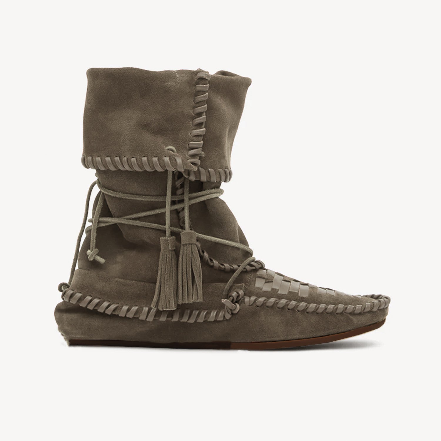 Isabel Marant Winki Boots In Braided And Suede Leather Women's Autumn and Winter Solid Colour Fashion Fringe Cow Suede Fashion Woven Vintage Boots Heel Height 2cm Shoes Ngvp #1634