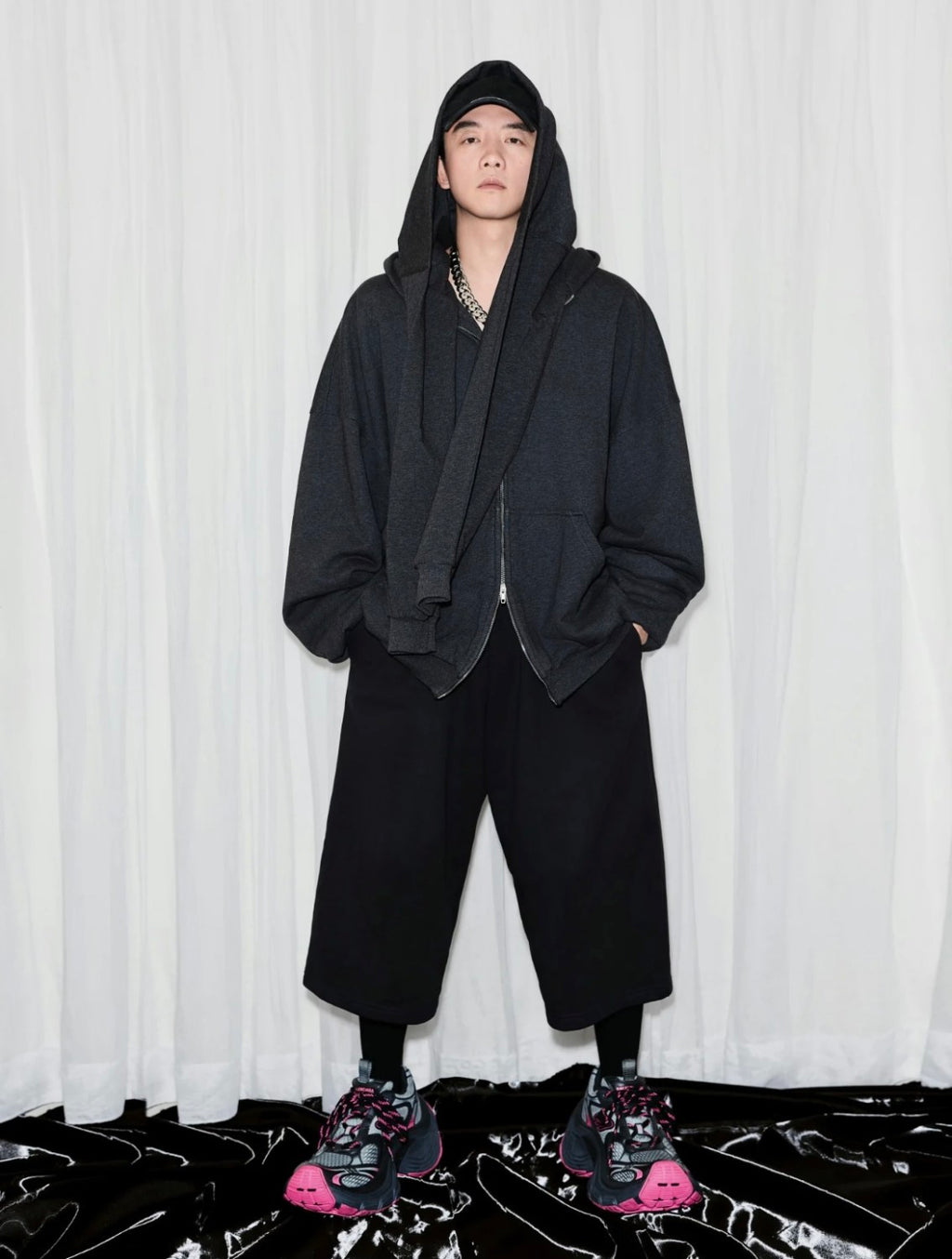 Balenciaga Men's Women's Spring And Autumn Cotton UNITY Sports Icon Incognito Zipper Patchwork Loose Long Sleeve Hoodie Sweatshirt Ngvp #9197