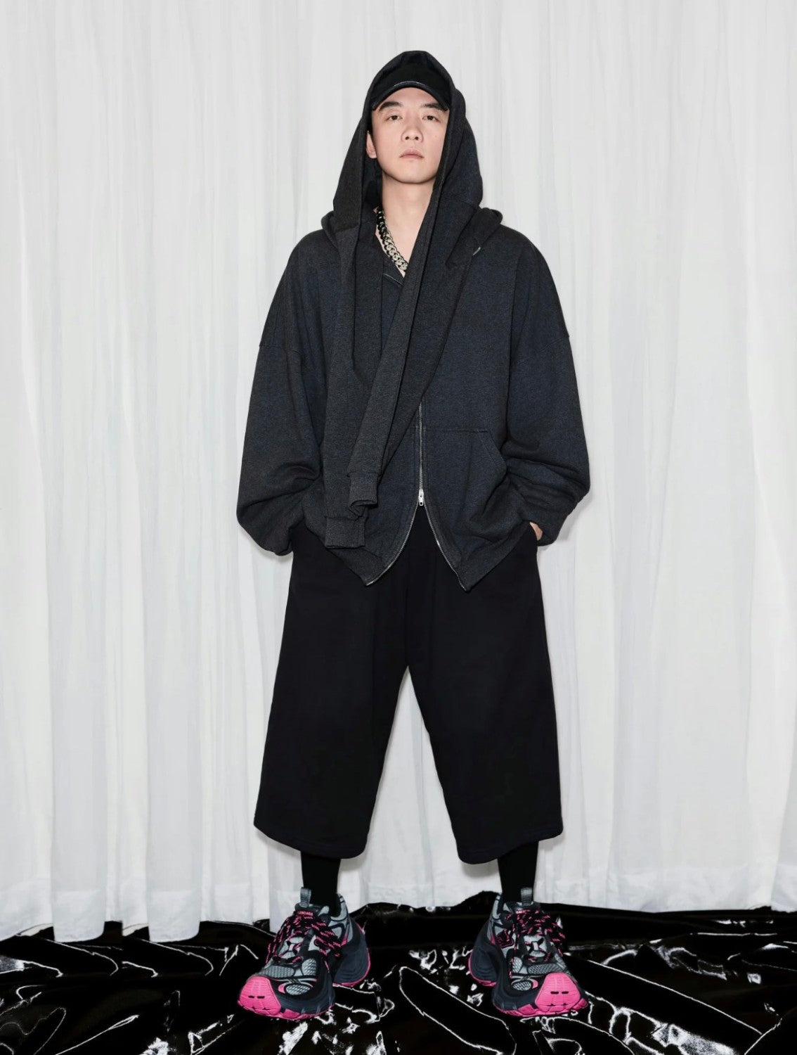 Balenciaga Men's Women's Spring And Autumn Cotton UNITY Sports Icon Incognito Zipper Patchwork Loose Long Sleeve Hoodie Sweatshirt Ngvp #9197