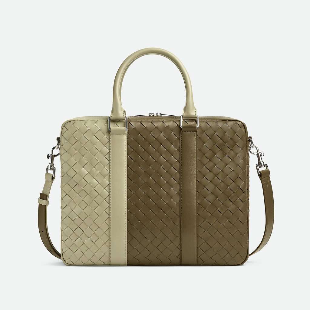 Bottega Veneta Intrecciato Men's Two Tone Adjustable Detachable Shoulder Strap Woven Calfskin Briefcase Handbag Bag Bags #77474