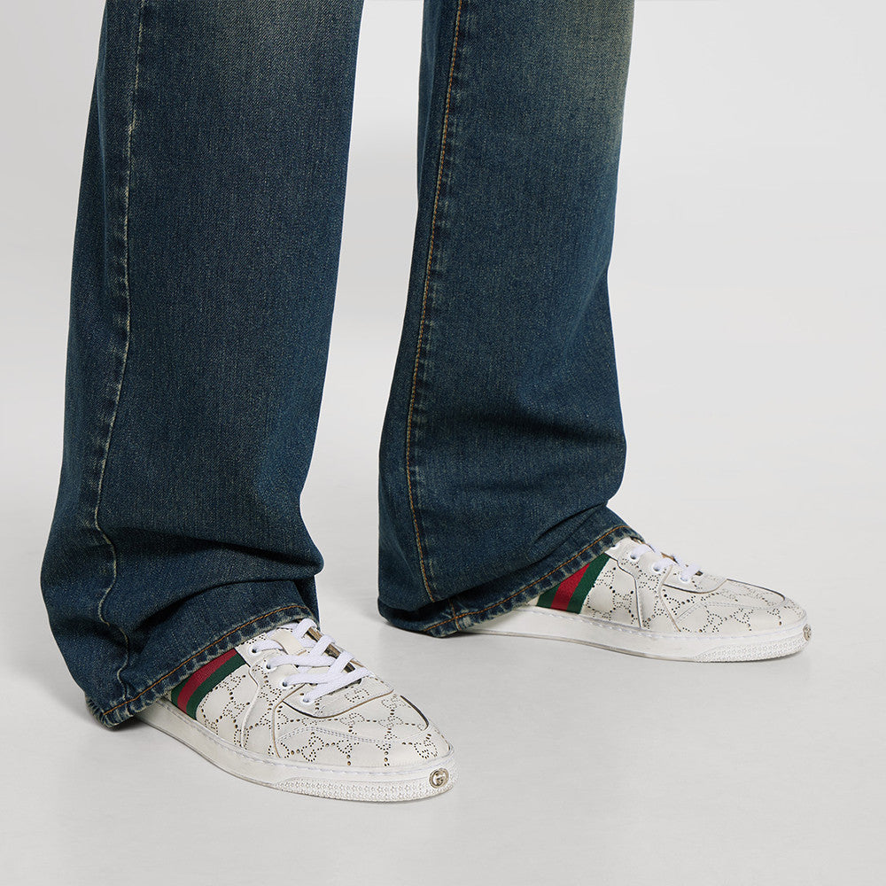 GUCCI Men's Stretch low-top sneaker in white GG leather #388315