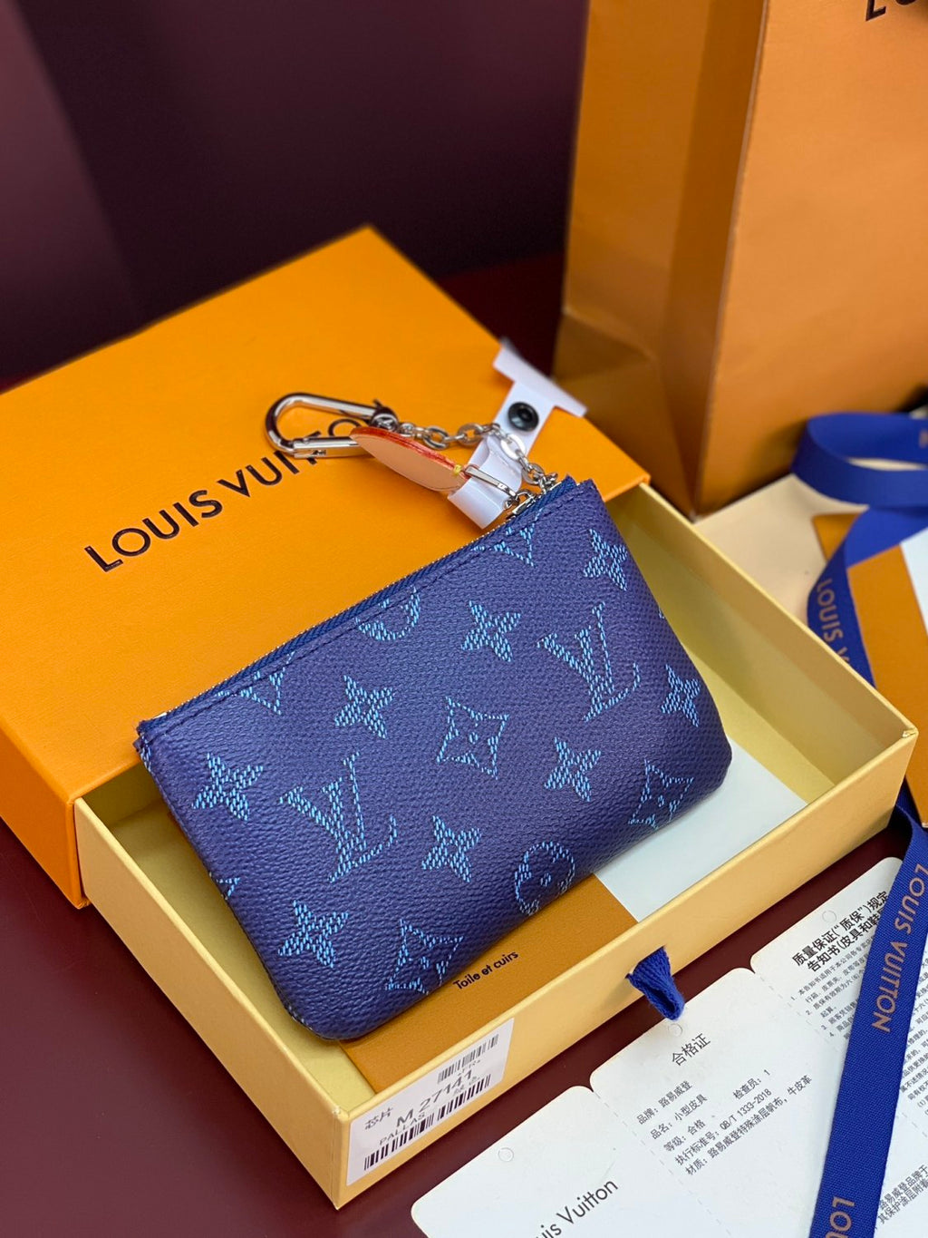 LOUIS VUITTON Monogram Heritage Canvas Chain Hook Zipper Mini Wallet Bag Bags  Key Pouch M27109 #82258A