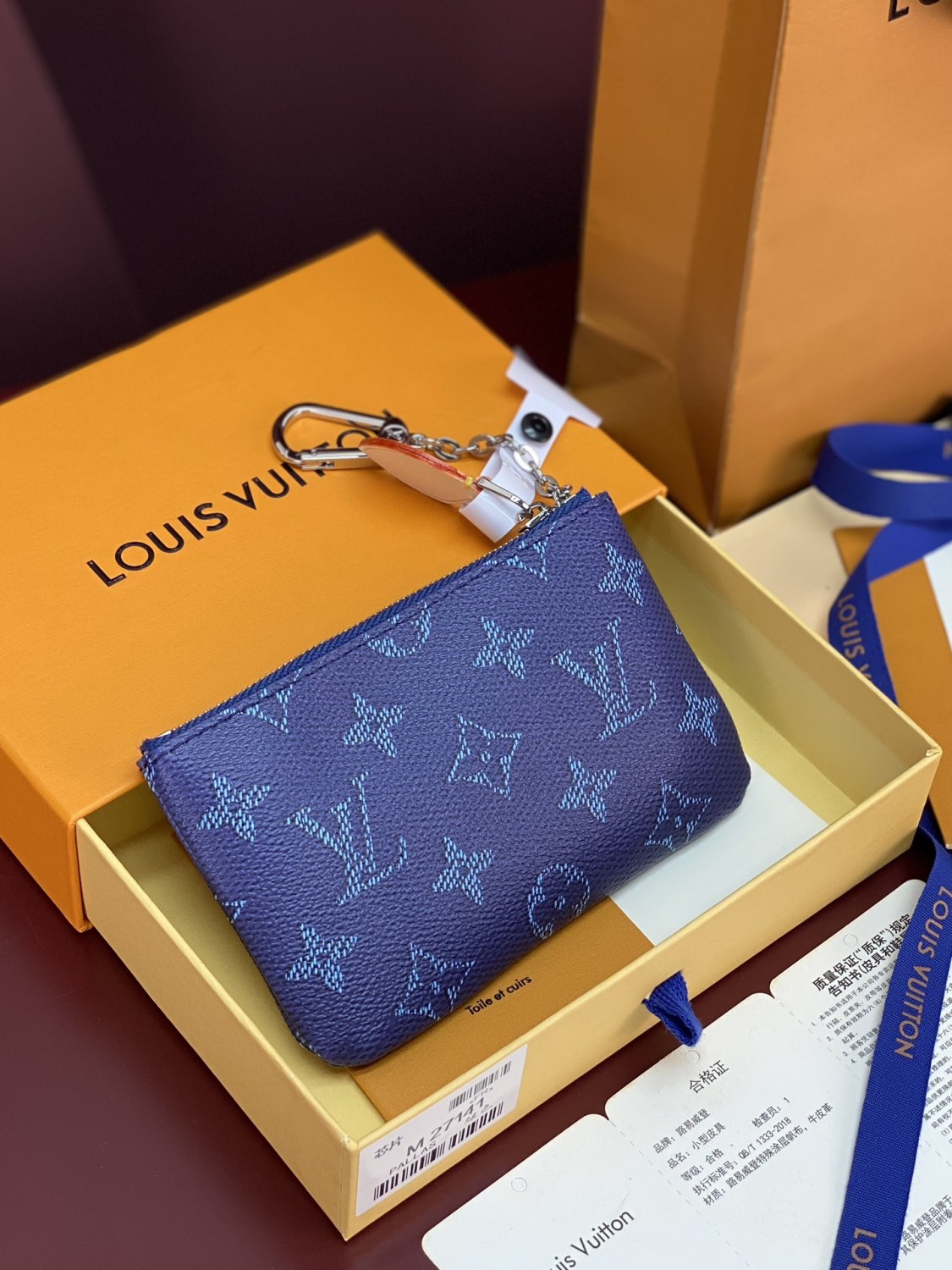 LOUIS VUITTON Monogram Heritage Canvas Chain Hook Zipper Mini Wallet Bag Bags  Key Pouch M27109 #82258A