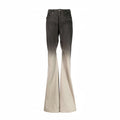 Rick Owens Men's Cotton Casual Zipper Black Gradient Skinny Wash Denim Flare Pants Ngvp #7286
