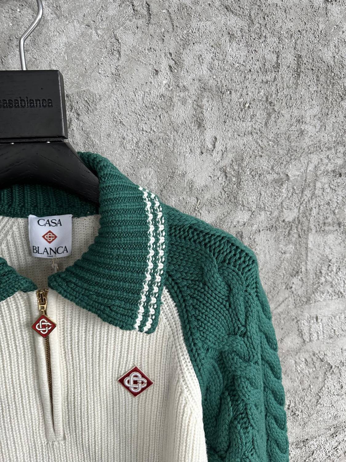 Casablanca Men's And Women's Spring/fall Fashion Casual Collared Half-zip Logo Wool Knit Sweater #78495