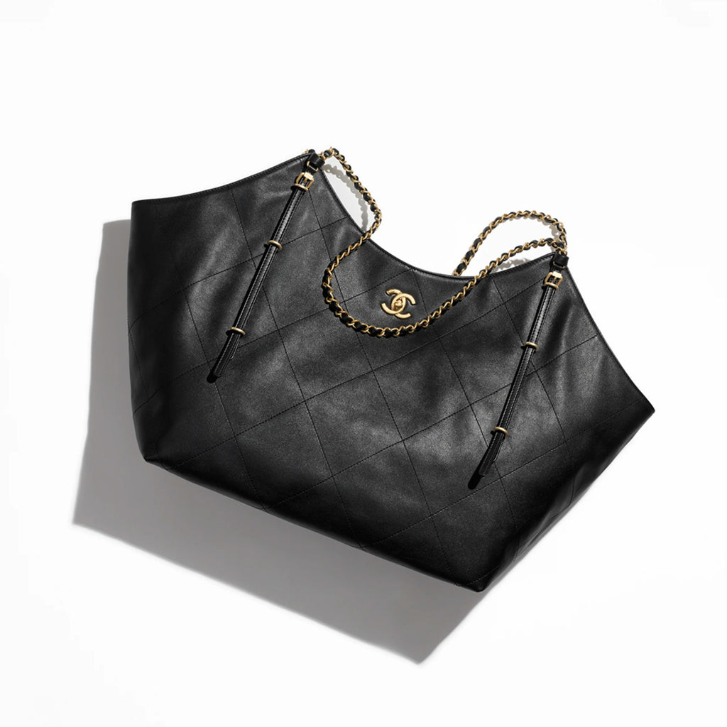 Chanel Women's MAXI Shopper Pure Color Metallic Accessories Checkered Cowhide Large Tote Bag Bags AS5463-B20565-94305 #81284