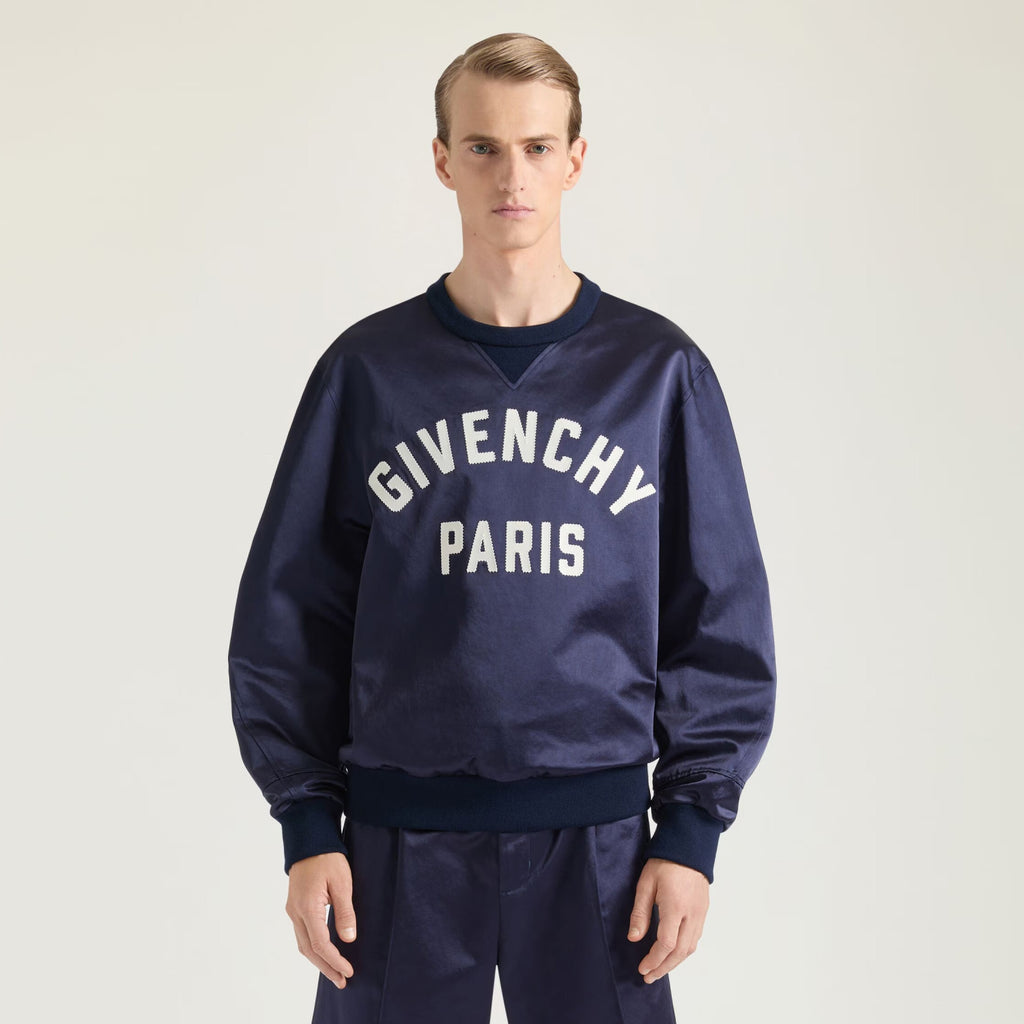 Givenchy Paris LOGO Men's Spring/Fall Fashion Casual Crewneck Pullover Solid Color Letter Print Patchwork Embroidered Long Sleeve Sweatshirt #78712