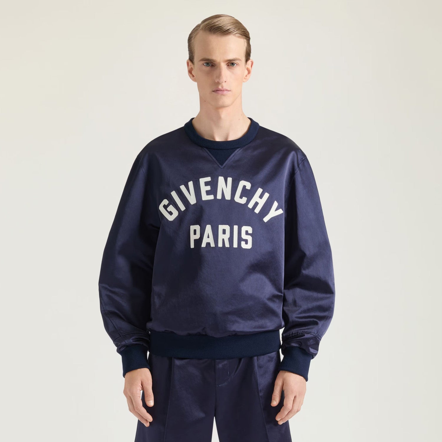 Givenchy Paris LOGO Men's Spring/Fall Fashion Casual Crewneck Pullover Solid Color Letter Print Patchwork Embroidered Long Sleeve Sweatshirt #78712