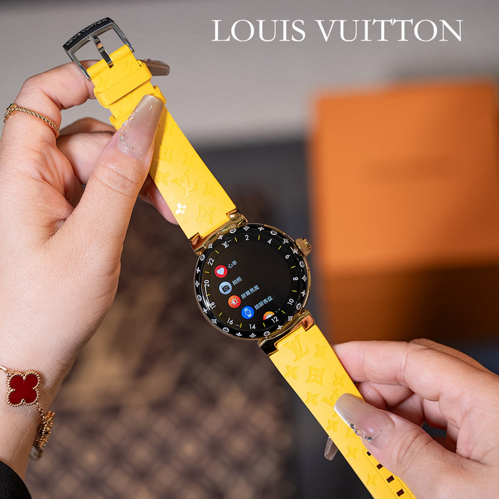 Louis Vuitton Tambour Horizon Light Up Connected Watch Men's Women's Fashion Accessories Diameter 44mm1.2 Inch Round Amoled Full Touch Screen Resolution 390*390 Sensor Actuator Life Waterproof Smart Watch #81447