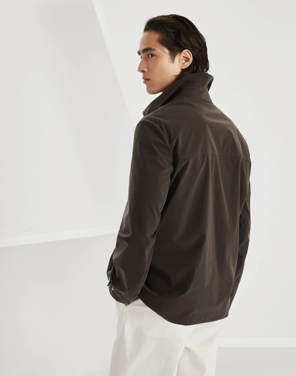 Brunello Cucinelli Men's Spring And Autumn Solid Color Lapel Long Sleeve Water-Resistant Bonded Cotton Unlined Field Jacket Ngvp #1812