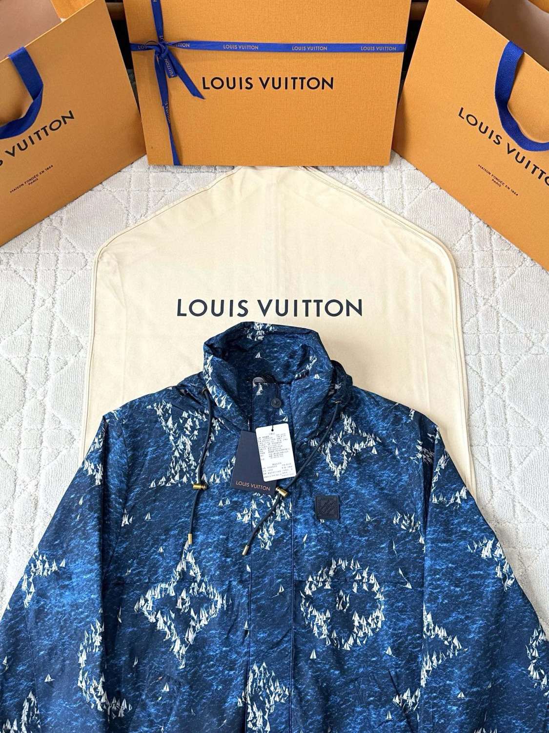 Louis Vuitton Men's Sailing Logo Printed Spring Solid Color Long Sleeve Hooded Windproof Jacket #77272