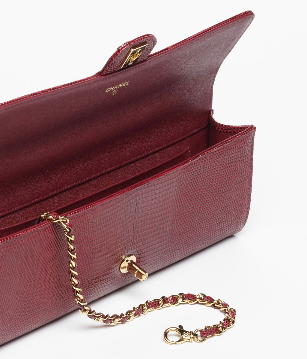 Chanel 26A Chain Handle Bag Burgundy Lizard Embossed Stylish And Versatile Bag Bags AP5280 #197506
