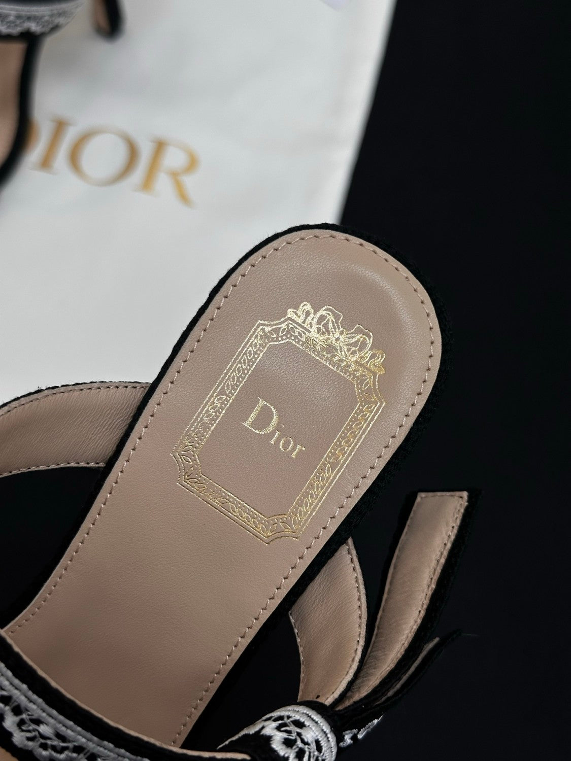 Dior Embroidered Monogram Lace Strap High Heels 10CM#380072