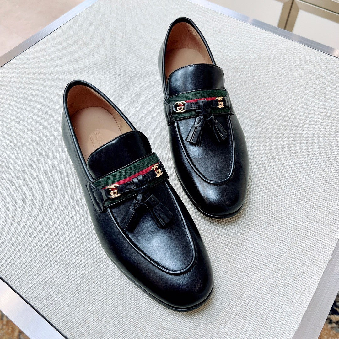 Gucci Men's & Women's Spring/Fall Fashion Casual Round Toe Slip On Leather GG Pattern Leisure Business Shoes #78666