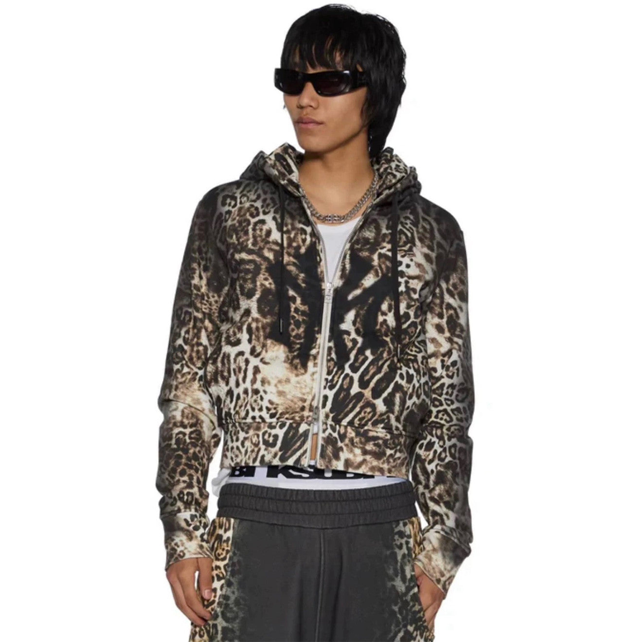 Mowalola x Ksubi Men's Women's Leopard Print Zipper Hooded Sweatshirt Spring And Autumn Cotton Long Sleeve Jacket Ngvp #1924