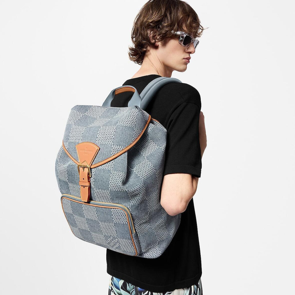Louis Vuitton MONTSOURIS Men's Solid Colour Tessellated Printed Denim Shoulder Bag Backpacks Bags #76846