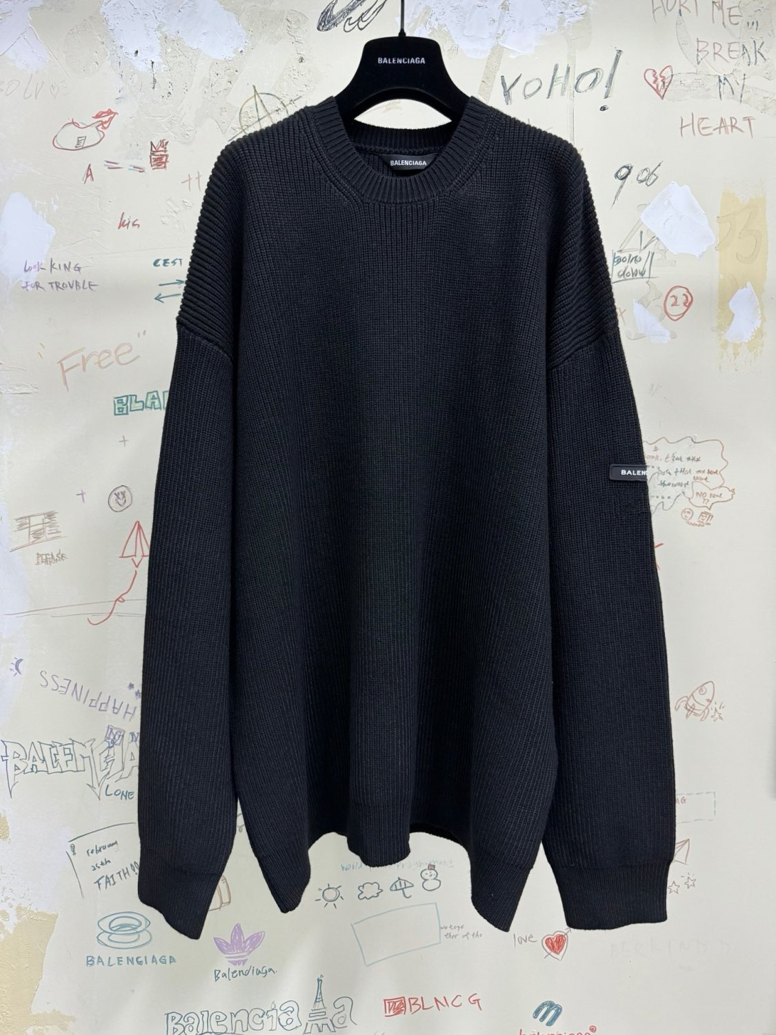 Balenciaga Men's And Women's Spring And Autumn Solid Color Round Neck Long Sleeve Loose Fit Knitted Sweater Pullover #74722
