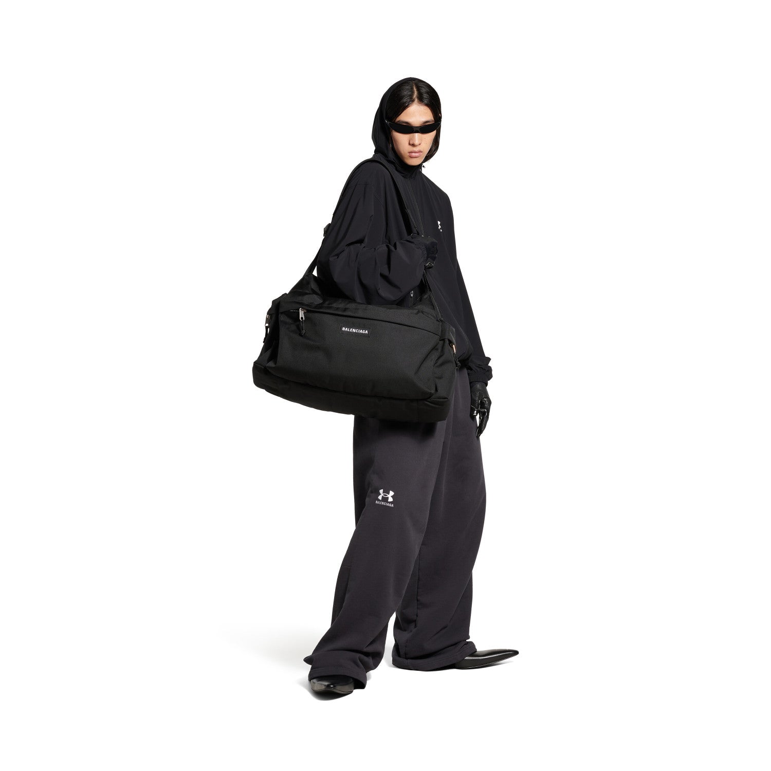 Balenciaga EXPLORER Medium Multi-Pocket Weekend Travel Bag Adjustable Shoulder Strap Stylish Casual Black Men's Bags #82446A