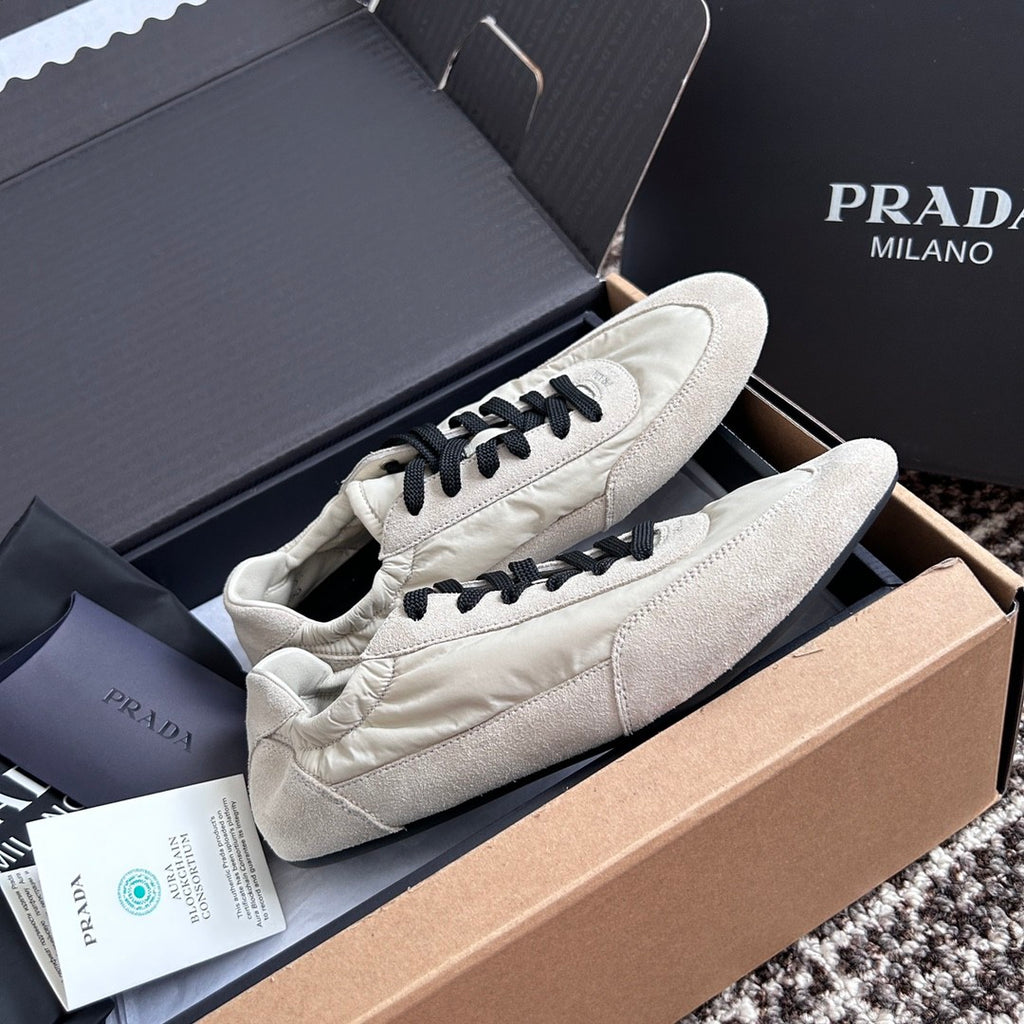 Prada Women's Spring/Fall Fashion Casual Round Toe Lace Up Mesh Print Logo Cotton Laced Sneakers Shoes #78481